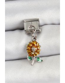 316L Steel Pendant Sunflower Model Silver Color Nomination Charm