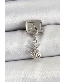 316L Steel Dangle Zircon Stone Starfish And Oyster Model Silver Color Nomination Charm