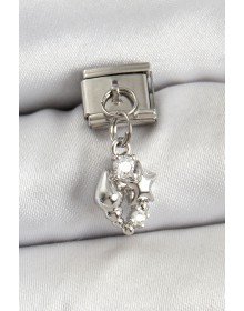 316L Steel Dangle Zircon Stone Shell And Star Model Silver Color Nomination Charm
