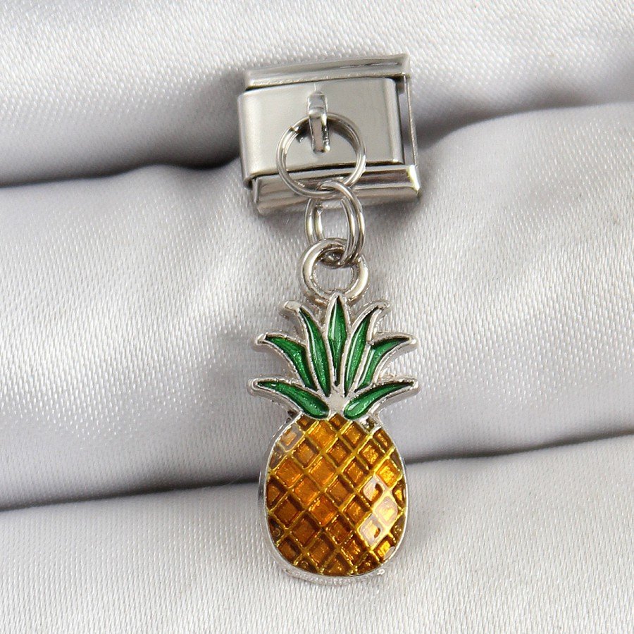 316L Steel Pendant Pineapple Model Silver Color Nomination Charm