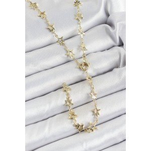 Brass Gold Color Star Women's Y Necklace