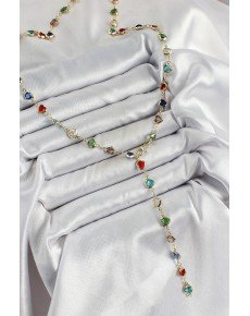 Brass Gold Color Mixed Color Zircon Stone Heart Y Women's Necklace