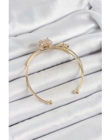 Brass Gold Color Heart Zircon Stone Women's Bracelet