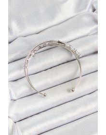 Brass Silver Color Barley Zircon Stone Women's Bracelet