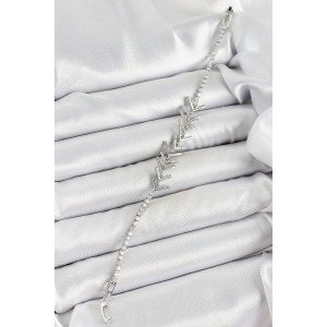 Brass Silver Color Zircon Stone Herringbone Women's Bracelet Brass Silver Color Zircon Stone Herringbone Women's Bracelet