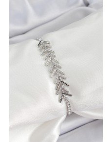 Brass Silver Color Zircon Stone Herringbone Women's Bracelet
