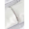 Brass Silver Color Zircon Stone Bone Model Women s Bracelet