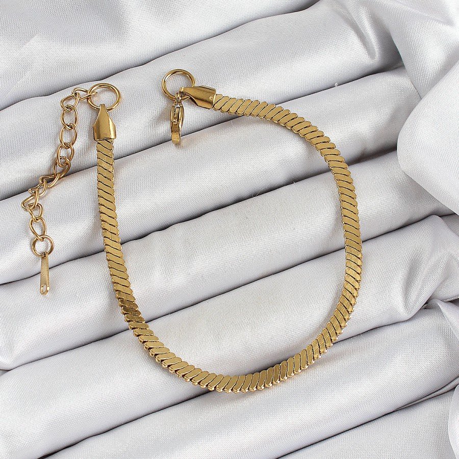 316L Steel Gold Color Flat Chain Model Women s Bracelet