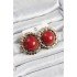 Brass Claret Red Vintage Model Gold Color Women's Earrings