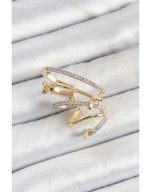 Brass Zircon Stone Compression Right Cartilage Gold Color Women's Earrings