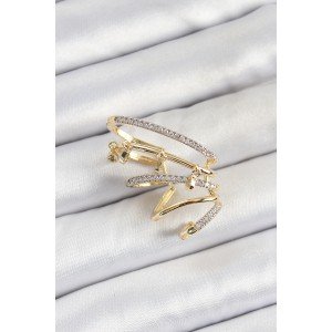 Brass Zircon Stone Compression Right Cartilage Gold Color Women's Earrings