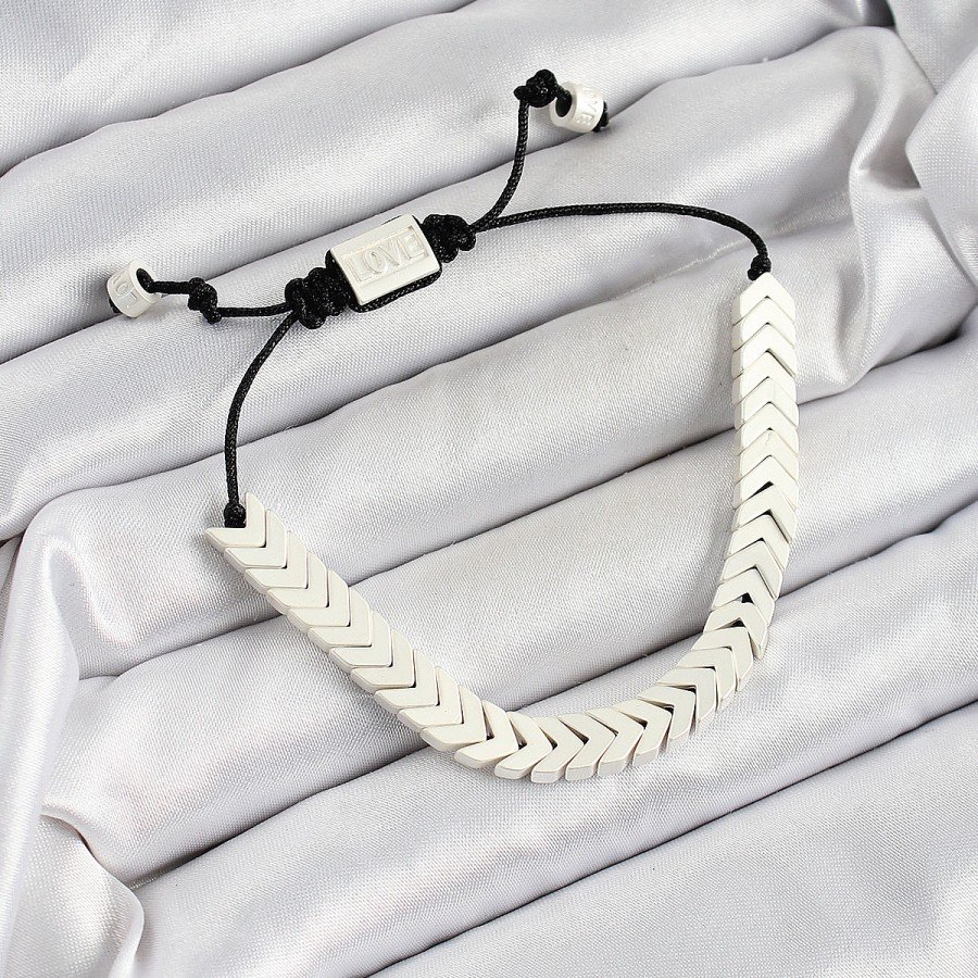 White Juju Women s Bracelet with Brass Elevator White Juju Women s Bracelet with Brass Elevator