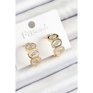 Brass Zircon Stone Drop Figured Ring Model Gold Color Women's Earrings Brass Zircon Stone Drop Figured Ring Model Gold Color Women's Earrings
