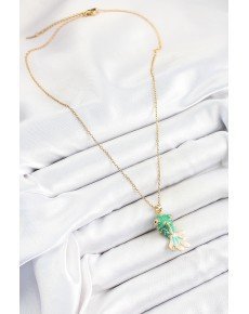 316L Steel Chain Green Fish Model Gold Color Women's Necklace