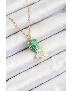 316L Steel Chain Green Fish Model Gold Color Women's Necklace