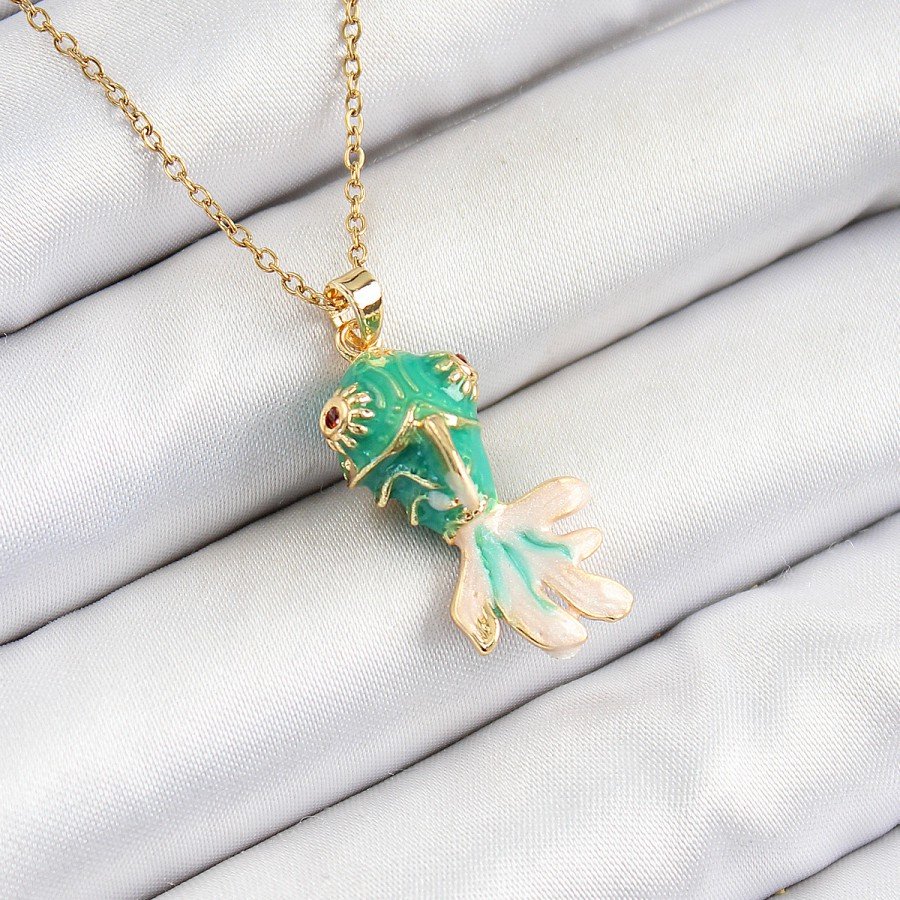 316L Steel Chain Green Fish Model Gold Color Women s Necklace 316L Steel Chain Green Fish Model Gold Color Women s Necklace
