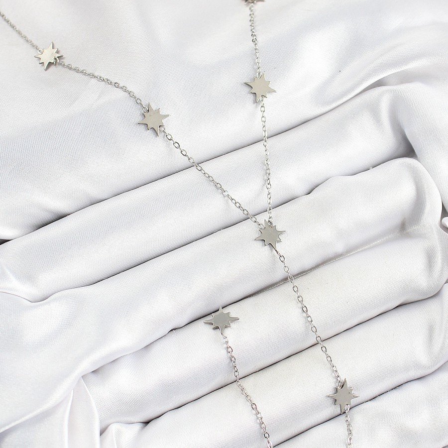 316L Steel Pole Star Figured Y Model Silver Color Women s Necklace