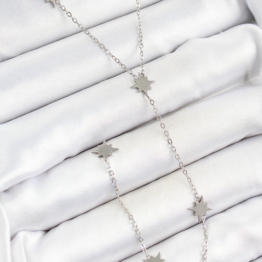 316L Steel Pole Star Figured Y Model Silver Color Women s Necklace