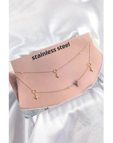 316L Steel Zircon Stone Pole Star Model Gold Color Belly Waist Chain 316L Steel Zircon Stone Pole Star Model Gold Color Belly Waist Chain