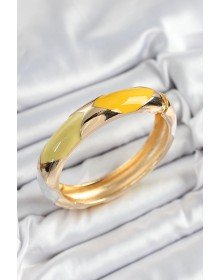 Brass White Green Yellow Enameled Baklava Model Gold Color Women's Handcuffs