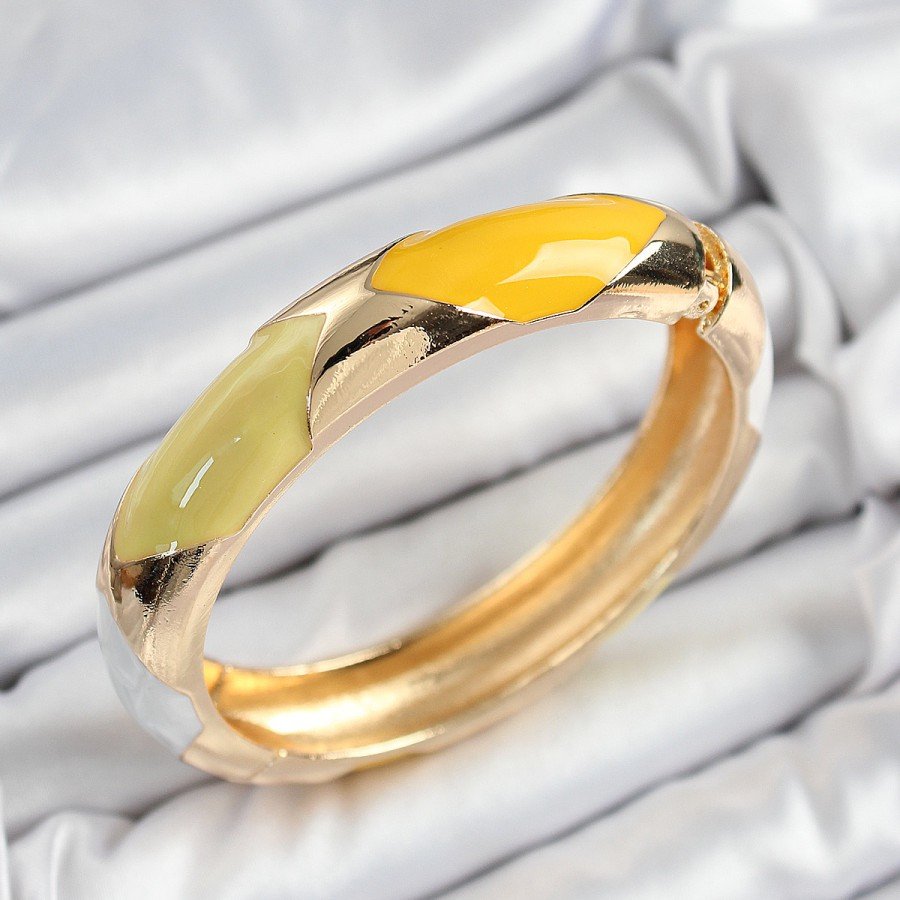 Brass White Green Yellow Enameled Baklava Model Gold Color Women s Handcuffs Brass White Green Yellow Enameled Baklava Model Gold Color Women s Handcuffs