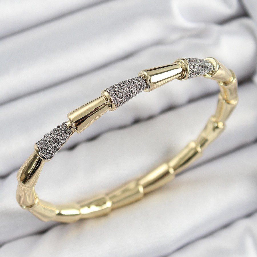 Brass Zircon Stone Bone Model Gold Color Vip Women s Bracelet