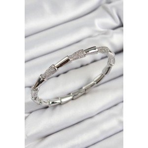 Brass Zircon Stone Bone Model Silver Color Vip Women's Bracelet