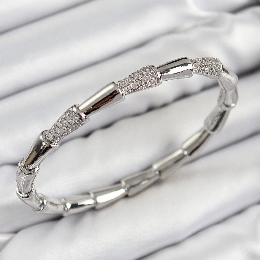Brass Zircon Stone Bone Model Silver Color Vip Women s Bracelet