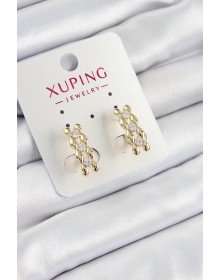 Xuping Zircon Stone Row Drop Model Gold Color Women's Earrings