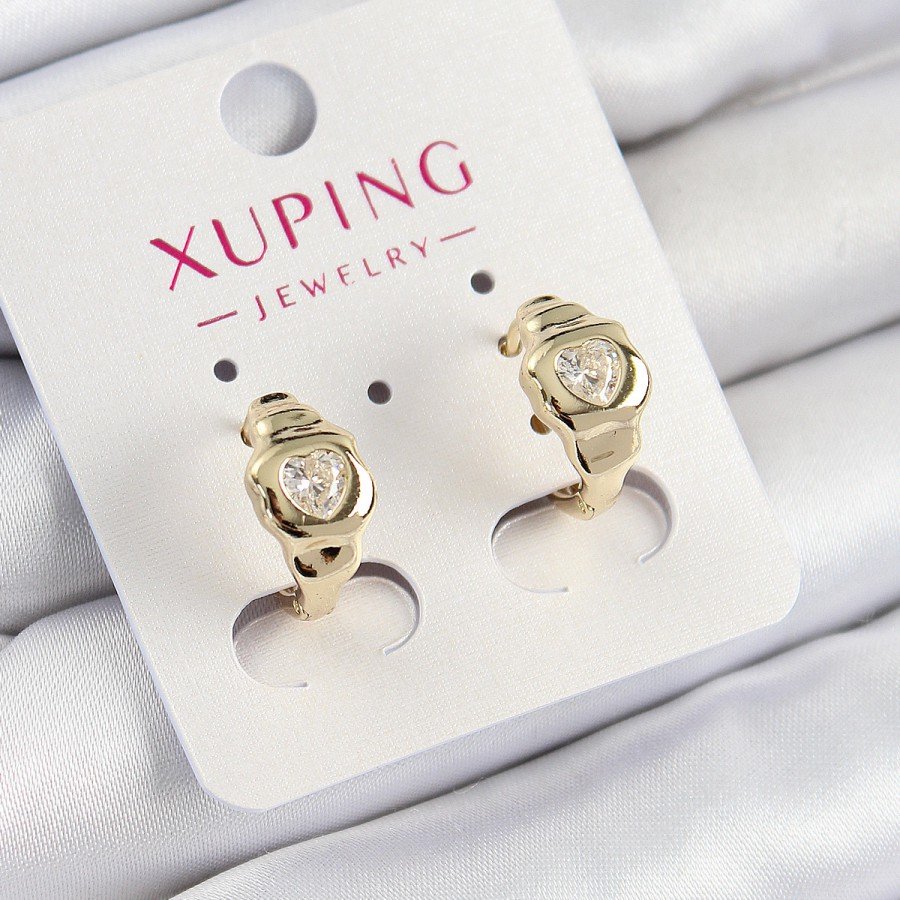Xuping Zircon Stone Heart Model Gold Color Women s Earrings