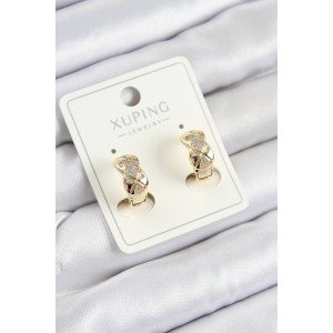 Xuping Zircon Stone Geometric Patterned Ring Model Gold Color Women's Earrings