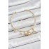 Brass Zircon Stone Oyster and Starfish Model Gold Color Charm Bracelet