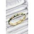 Enameled Brass Cream and Green Flower Motif Gold Color Women's Handcuffs