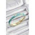 Gold Color Women's Handcuffs with Enameled Brass Cream and Turquoise Leaf Motif
