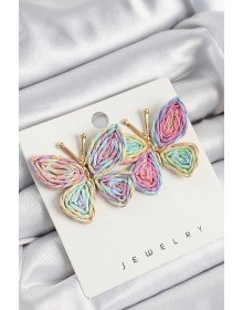 Brass Rainbow Butterfly Model Gold Color Women's Wicker Earrings