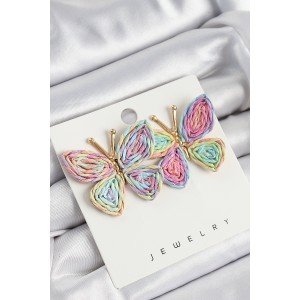 Brass Rainbow Butterfly Model Gold Color Women's Wicker Earrings Brass Rainbow Butterfly Model Gold Color Women's Wicker Earrings
