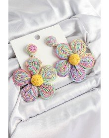Brass Rainbow Daisy Model Gold Color Women's Wicker Earrings