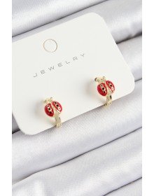 Brass Ladybug Model Gold Color Children's Earrings