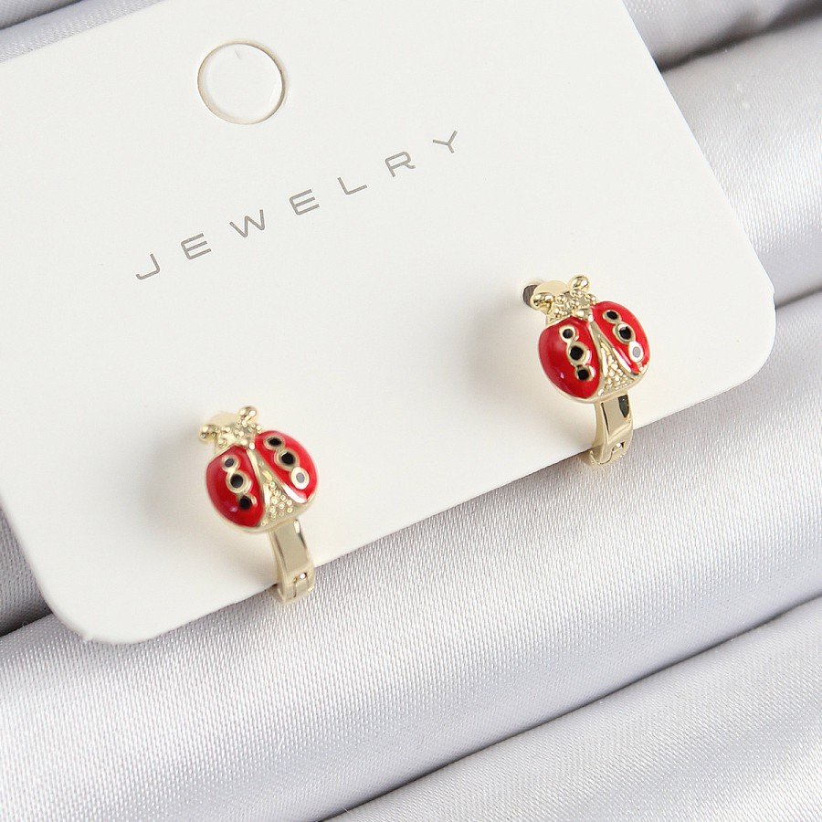 Brass Ladybug Model Gold Color Children s Earrings