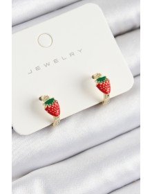 Brass Strawberry Model Gold Color Children's Earrings