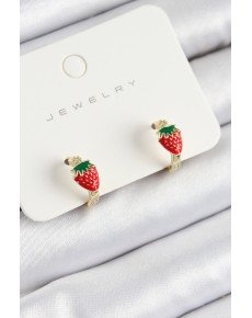 Brass Strawberry Model Gold Color Children's Earrings