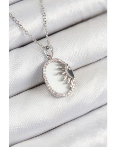316L Steel Zircon Stone Half Sun Model Silver Color Women's Necklace