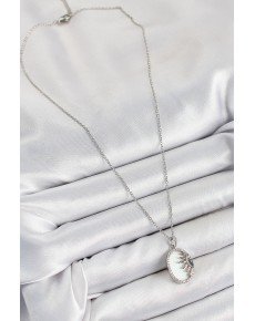 316L Steel Zircon Stone Half Sun Model Silver Color Women's Necklace