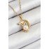 316L Steel Pearl Detailed Crescent Rabbit Model Gold Color Women's Necklace