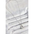 316L Steel Pearl Detailed Crescent Rabbit Model Silver Color Women s Necklace