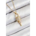 316L Steel Zircon Stone Lock and Shackle Key Model Gold Color Women s Necklace