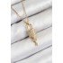 316L Steel Zircon Stone Lock and Shackle Key Model Gold Color Women's Necklace