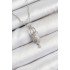316L Steel Zircon Stone Lock and Shackle Key Model Silver Color Women's Necklace