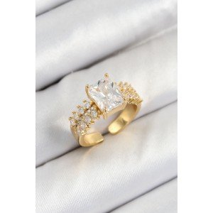 Brass Large Zircon Stone Model Gold Color Women's Ring