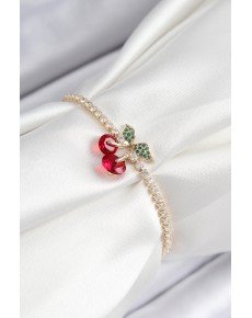 Brass Zircon Stone Cherry Model Gold Color Elevator Women's Bracelet